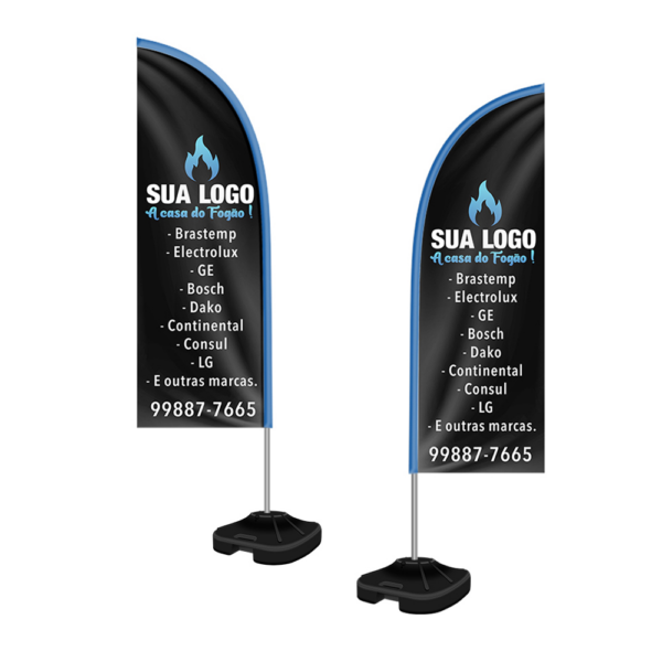 WIND BANNER KIT COMPLETO TECIDO OXFORD MODELO FACA ALTURA MONTADO: 2,50 METROS M - 4X4 - 1unid - WBFFV1CM