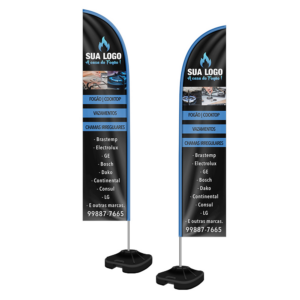 WIND BANNER KIT COMPLETO TECIDO OXFORD MODELO FACA ALTURA MONTADO: 3,00 METROS G - 4X4 - 1unid - WBFFV1C