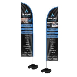 WIND BANNER KIT COMPLETO TECIDO OXFORD MODELO FACA ALTURA MONTADO: 3,50 METROS GG - 4X4 - 1unid - WBFFV1CGG