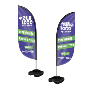 WIND BANNER KIT COMPLETO TECIDO OXFORD MODELO PENA ALTURA MONTADO: 2,50 METROS M - 4X4 - 1unid - WBPFV2AM