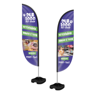 WIND BANNER KIT COMPLETO TECIDO OXFORD MODELO PENA ALTURA MONTADO: 3,00 METROS G - 4X4 - 1unid - WBPFV2A